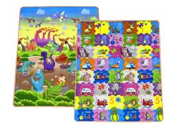 Дитячий двосторонній килимок ПазлиН180/ДинозавриН46/ 150x180x1 см 